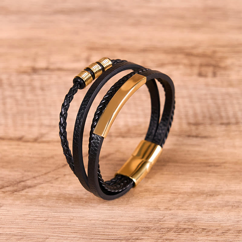 Bracelet en cuir tressé à la main avec boucle magnétique et Buddha Stones