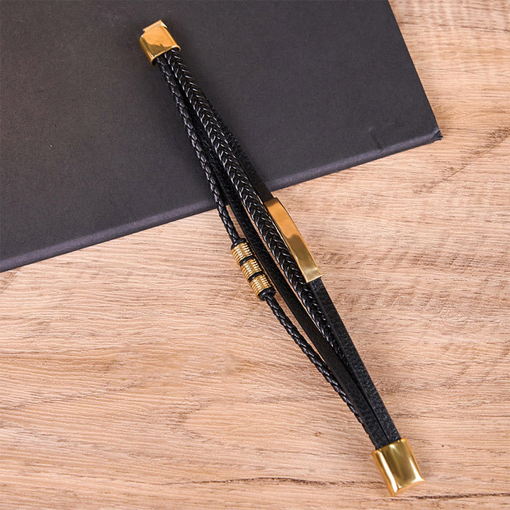 Bracelet en cuir tressé à la main avec boucle magnétique et Buddha Stones