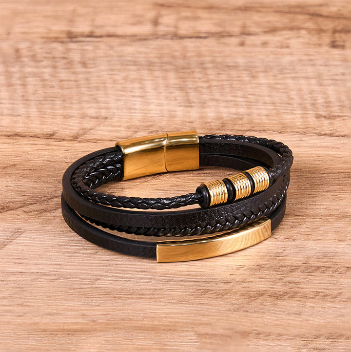 Bracelet en cuir tressé à la main avec boucle magnétique et Buddha Stones