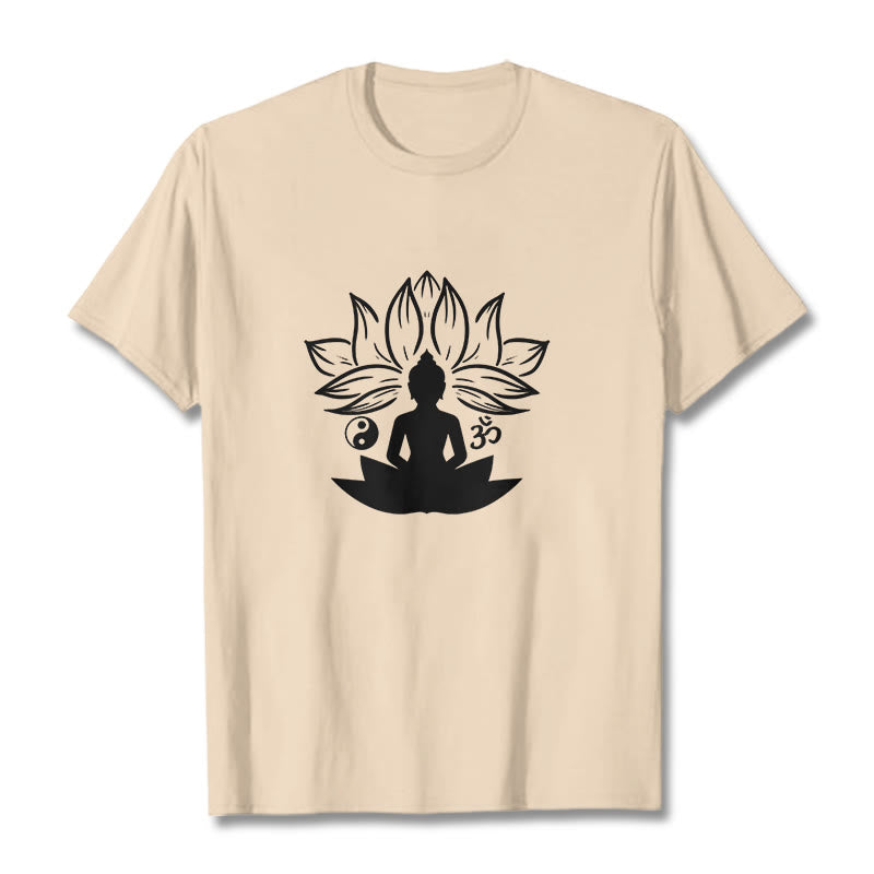 T-shirt Buddha Stones Om Yin Yang Statue de Bouddha Assis Lotus Méditation - Bisque - 2XL - image 9