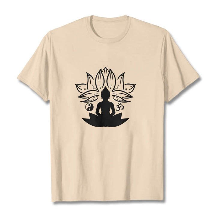 T-shirt Buddha Stones Om Yin Yang Statue de Bouddha Assis Lotus Méditation - Bisque - 2XL - image 9