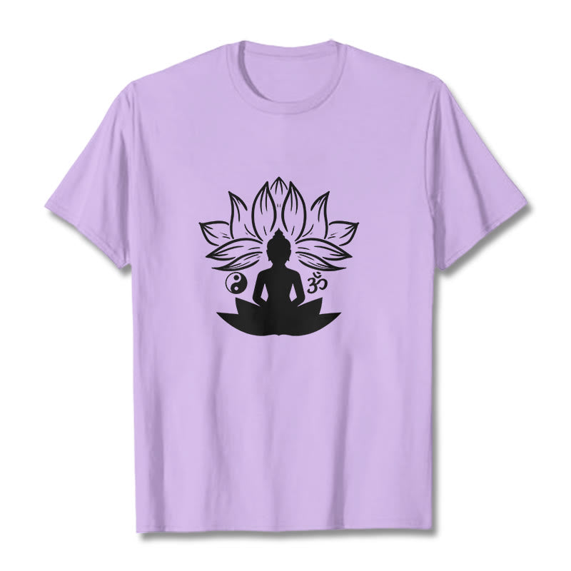 T-shirt Buddha Stones Om Yin Yang Statue de Bouddha Assis Lotus Méditation - Prune - 2XL - image 17