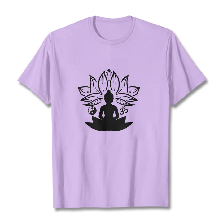 T-shirt Buddha Stones Om Yin Yang Statue de Bouddha Assis Lotus Méditation - Prune - 2XL - image 17
