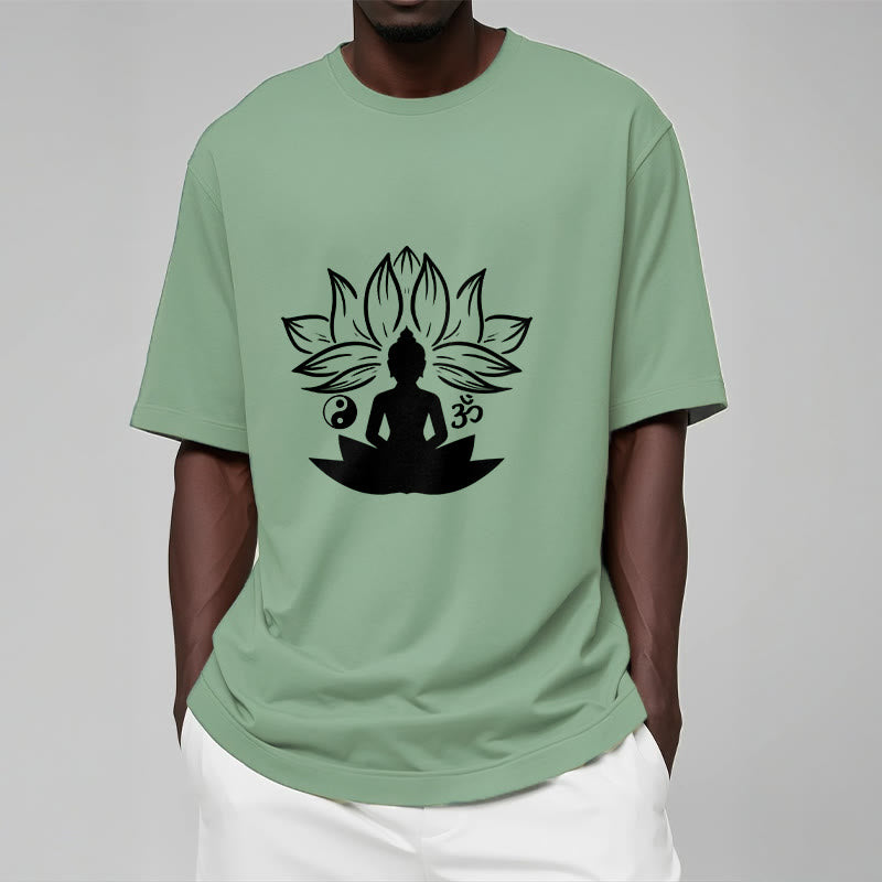 T-shirt Buddha Stones Om Yin Yang Statue de Bouddha Assis Lotus Méditation - image 16
