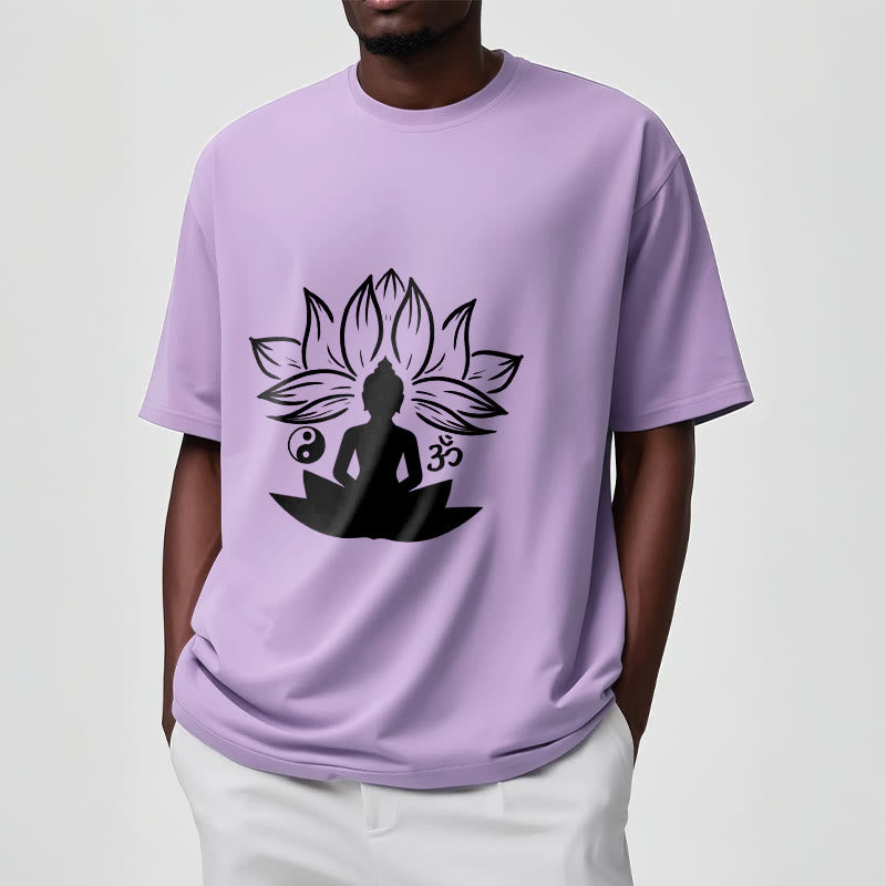 T-shirt Buddha Stones Om Yin Yang Statue de Bouddha Assis Lotus Méditation - image 18