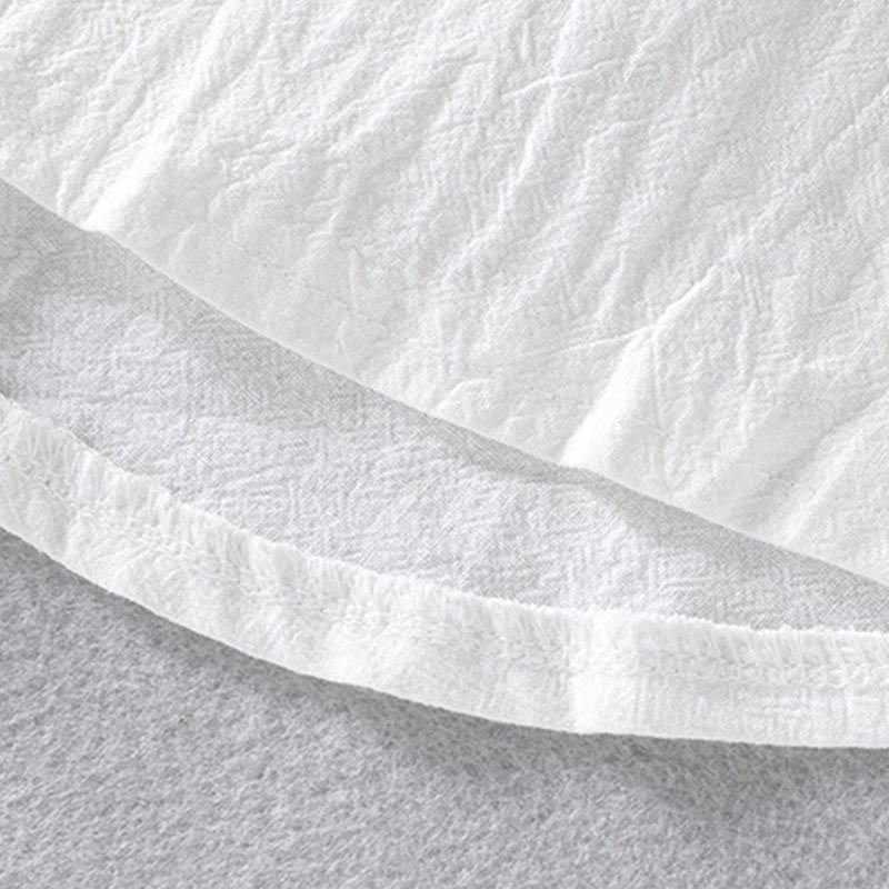 Buddha Stones homme en coton et lin, style vintage décontracté, simple boutonnage, manches trois-quarts, avec poche