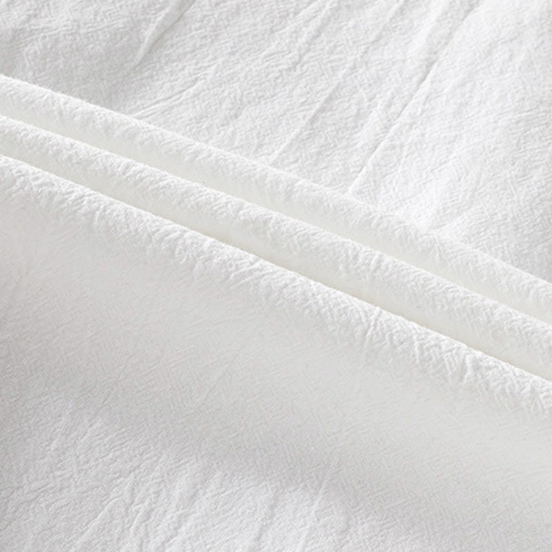 Buddha Stones homme en coton et lin, style vintage décontracté, simple boutonnage, manches trois-quarts, avec poche