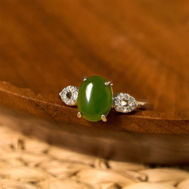 Bague de prospérité à boucle réglable en jade naturel Buddha Stones