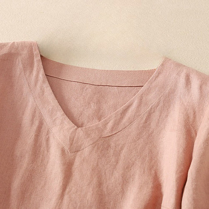 T-shirt d'été décontracté à manches courtes et col en V pour femme, en coton, motif Buddha Stones - image 6