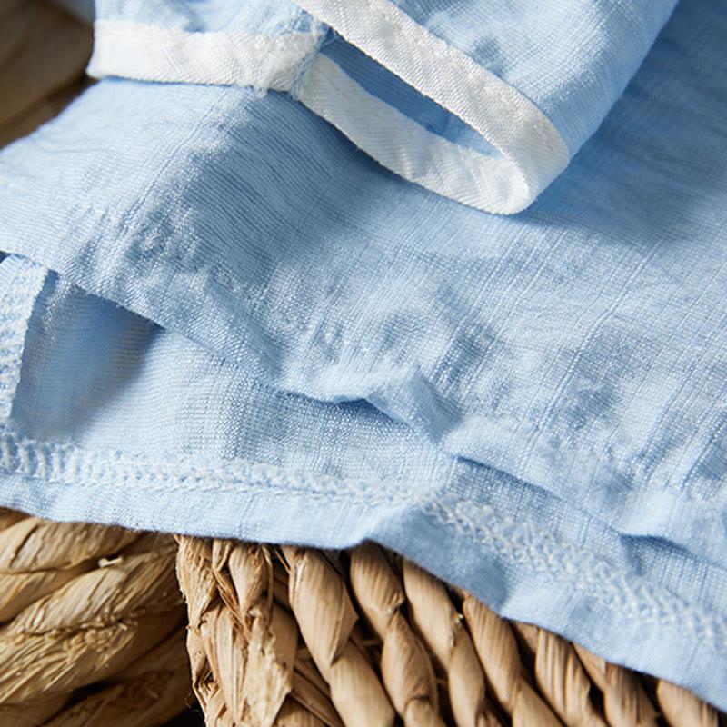 Buddha Stones décontractée en coton et lin pour femme, motif floral brodé, boutons grenouille, col incliné, manches trois-quarts - image 15