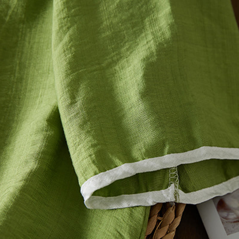 Buddha Stones décontractée en coton et lin pour femme, motif floral brodé, boutons grenouille, col incliné, manches trois-quarts - image 28