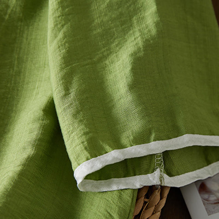 Buddha Stones décontractée en coton et lin pour femme, motif floral brodé, boutons grenouille, col incliné, manches trois-quarts - image 28