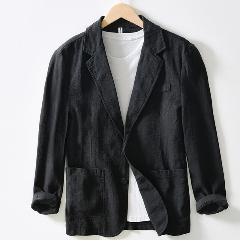 Chemise à manches longues et patte de boutonnage pour homme, motif Buddha Stones , en coton et lin, avec poches - Noir - US/UK/AU44,EU54 (4XL) - image 15