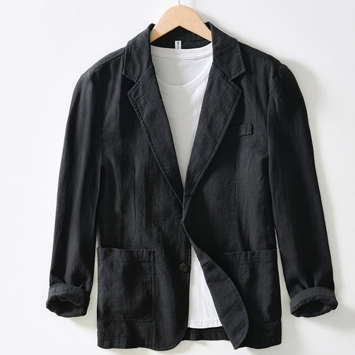 Chemise à manches longues et patte de boutonnage pour homme, motif Buddha Stones , en coton et lin, avec poches - Noir - US/UK/AU44,EU54 (4XL) - image 15