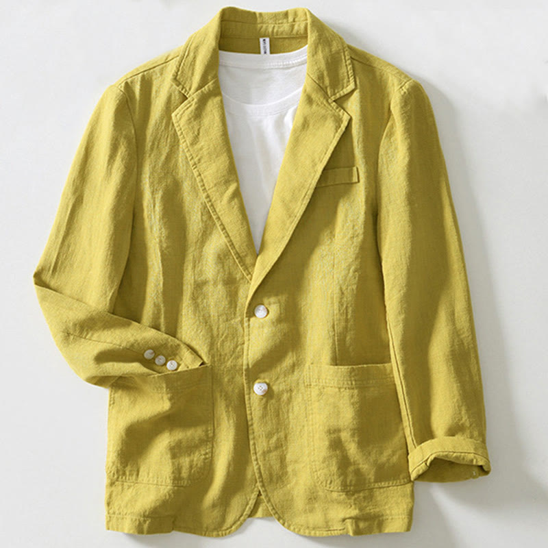 Chemise à manches longues et patte de boutonnage pour homme, motif Buddha Stones , en coton et lin, avec poches - image 22