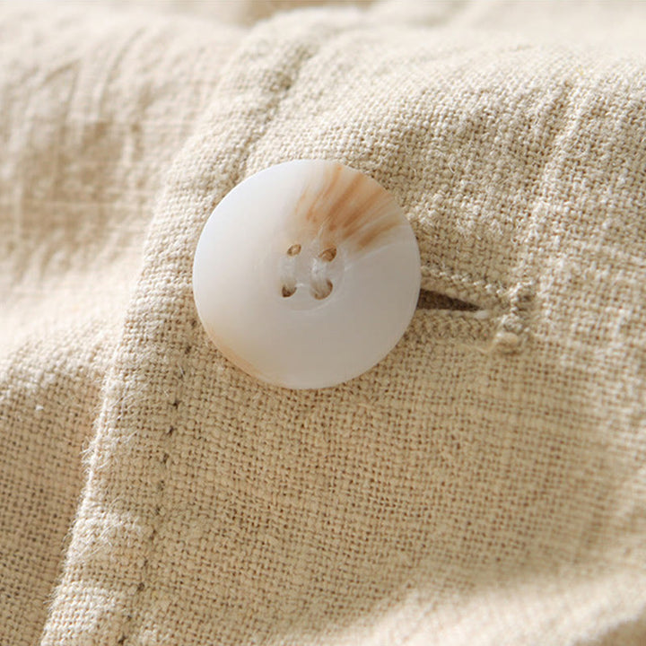 Chemise à manches longues et patte de boutonnage pour homme, motif Buddha Stones , en coton et lin, avec poches - image 13