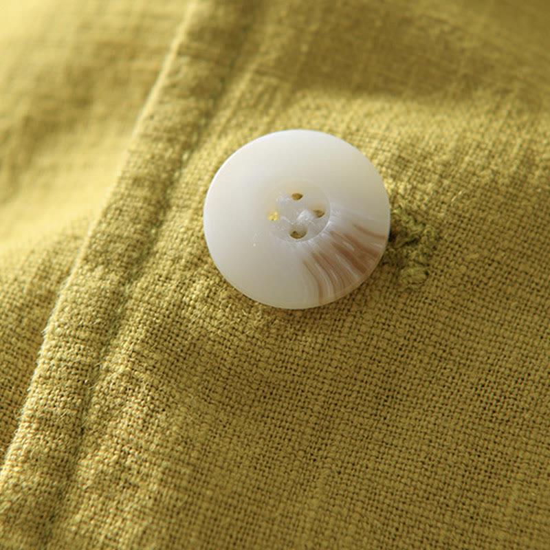 Chemise à manches longues et patte de boutonnage pour homme, motif Buddha Stones , en coton et lin, avec poches - image 25