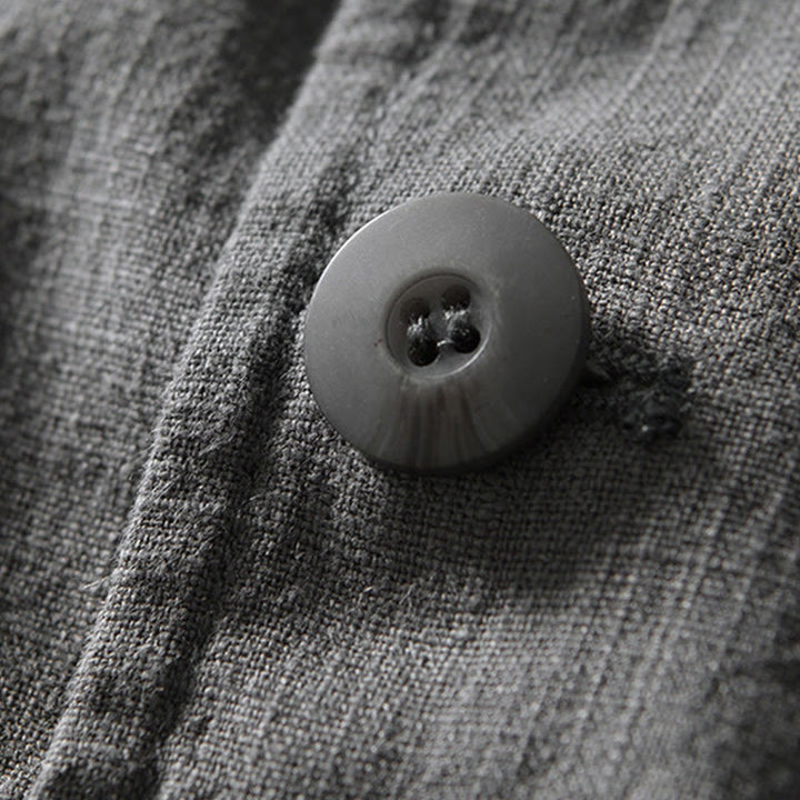 Chemise à manches longues et patte de boutonnage pour homme, motif Buddha Stones , en coton et lin, avec poches - image 30