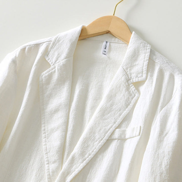 Chemise à manches longues et patte de boutonnage pour homme, motif Buddha Stones , en coton et lin, avec poches - image 6