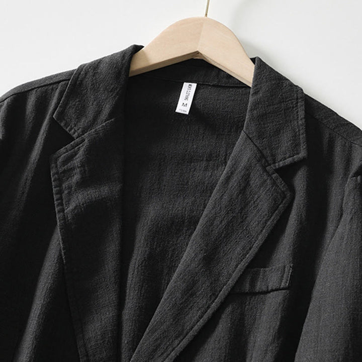 Chemise à manches longues et patte de boutonnage pour homme, motif Buddha Stones , en coton et lin, avec poches - image 17