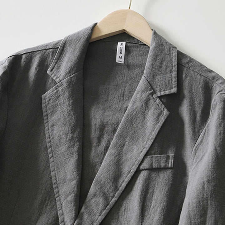 Chemise à manches longues et patte de boutonnage pour homme, motif Buddha Stones , en coton et lin, avec poches - image 28