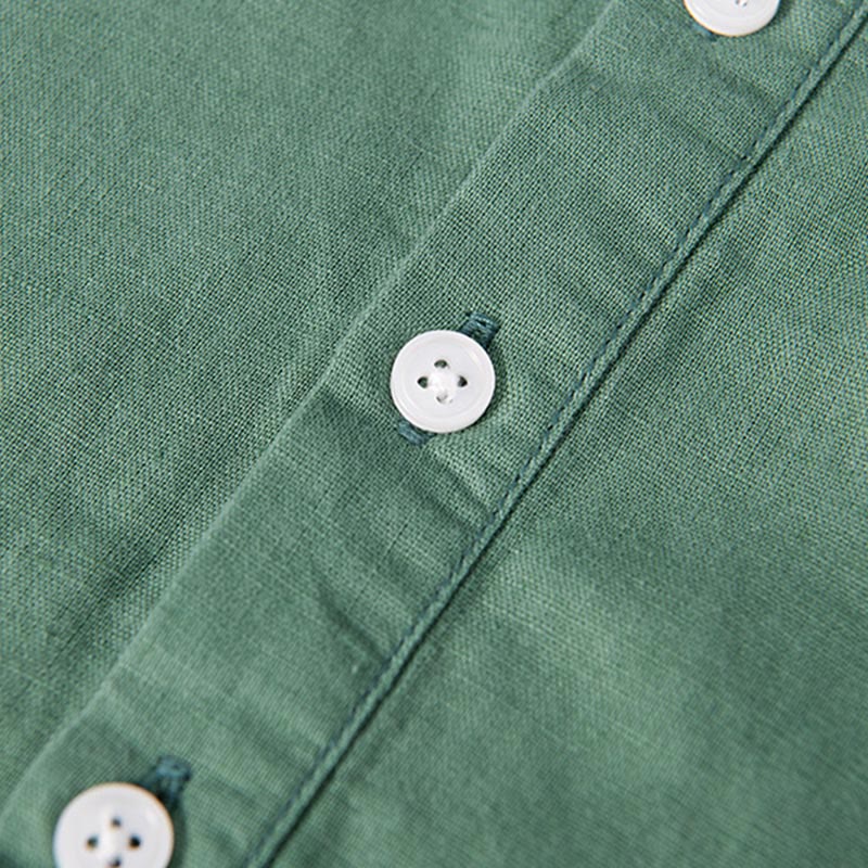 Chemise à manches courtes en coton et lin pour homme, motif Buddha Stones Daily Plain Patch, couleur assortie - image 7