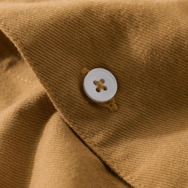 Chemise à manches courtes en coton et lin avec poches pour homme, motif Buddha Stones Daily, couleur pure - image 16