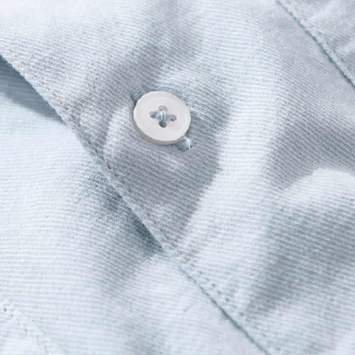 Chemise à manches courtes en coton et lin avec poches pour homme, motif Buddha Stones Daily, couleur pure - image 6