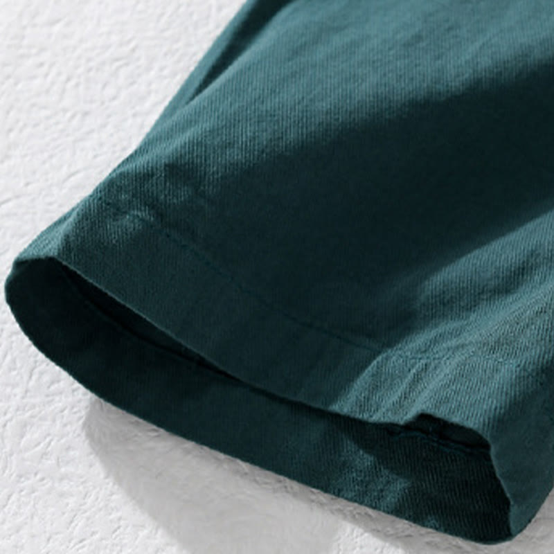 Chemise à manches courtes en coton et lin avec poches pour homme, motif Buddha Stones Daily, couleur pure - image 12