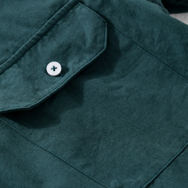 Chemise à manches courtes en coton et lin avec poches pour homme, motif Buddha Stones Daily, couleur pure - image 10