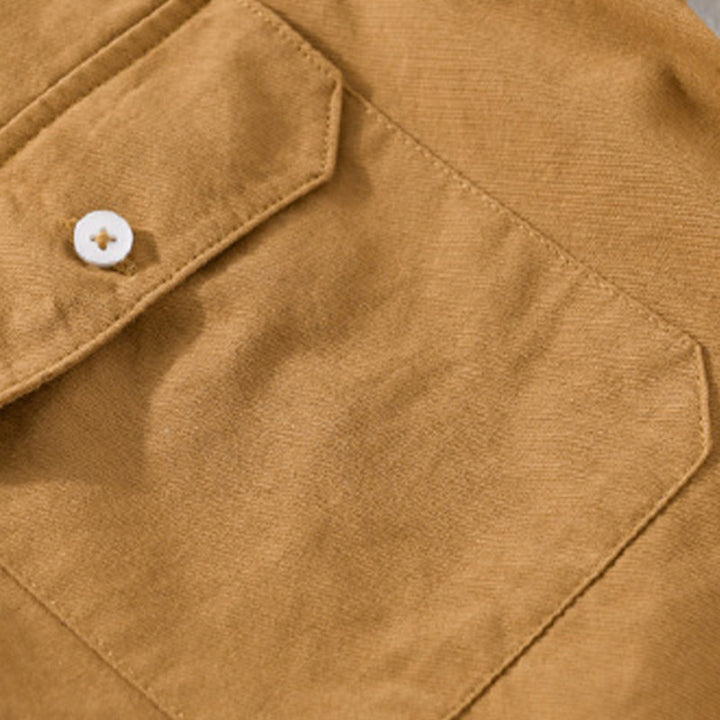 Chemise à manches courtes en coton et lin avec poches pour homme, motif Buddha Stones Daily, couleur pure - image 15