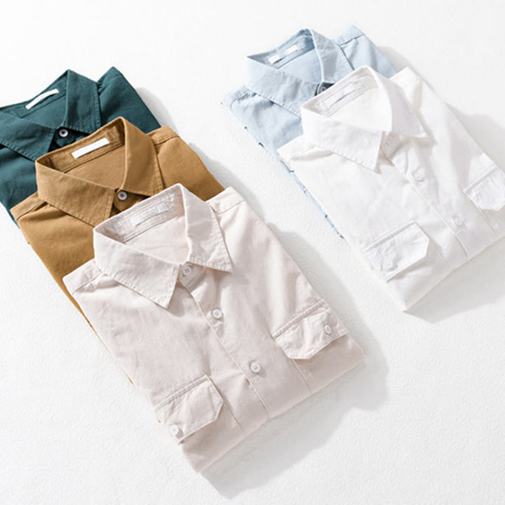 Chemise à manches courtes en coton et lin avec poches pour homme, motif Buddha Stones Daily, couleur pure - image 21