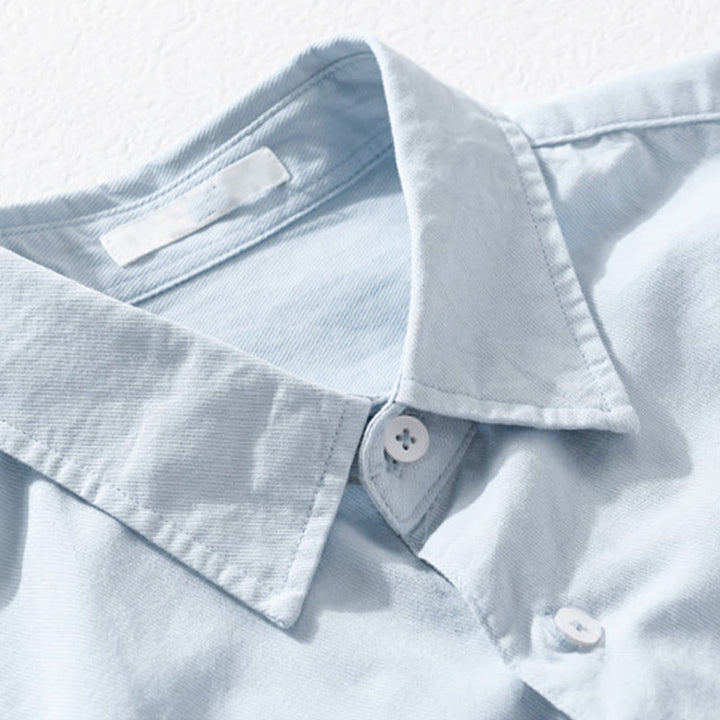 Chemise à manches courtes en coton et lin avec poches pour homme, motif Buddha Stones Daily, couleur pure - image 4