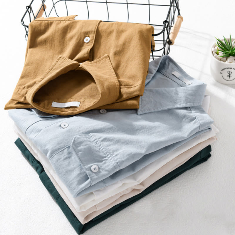 Chemise à manches courtes en coton et lin avec poches pour homme, motif Buddha Stones Daily, couleur pure - image 18