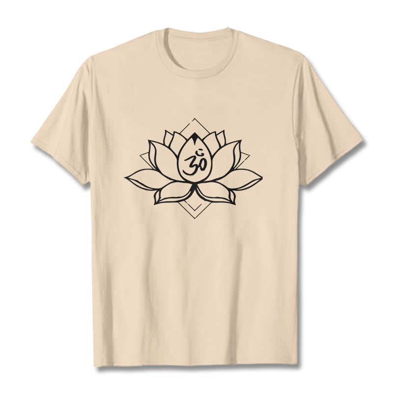 T-shirt en coton à motif sanskrit Buddha Stones et Lotus en fleurs Om - Bisque - 2XL - image 9