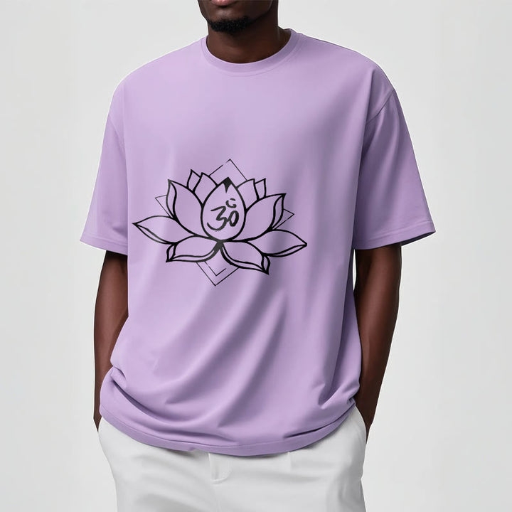 T-shirt en coton à motif sanskrit Buddha Stones et Lotus en fleurs Om - image 18