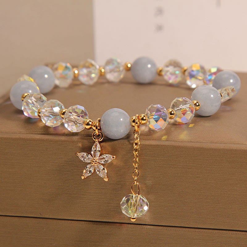 Bracelet de guérison et de paix en cristal d' Buddha Stones -marine naturelle et zircone
