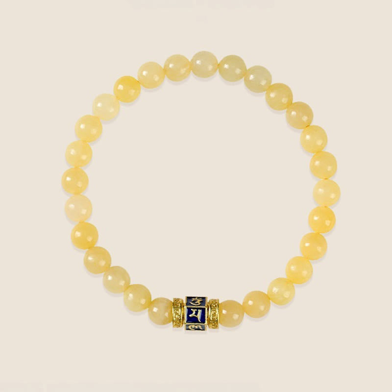 Bracelet de fortune en Buddha Stones , perles de topaze Om Mani Padme Hum