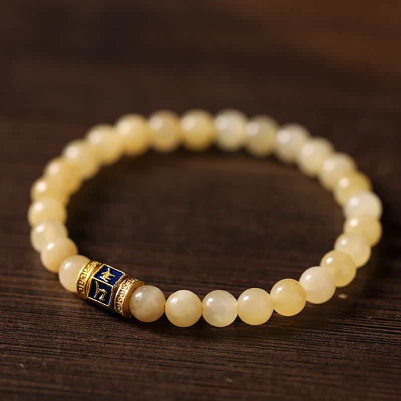 Bracelet de fortune en Buddha Stones , perles de topaze Om Mani Padme Hum