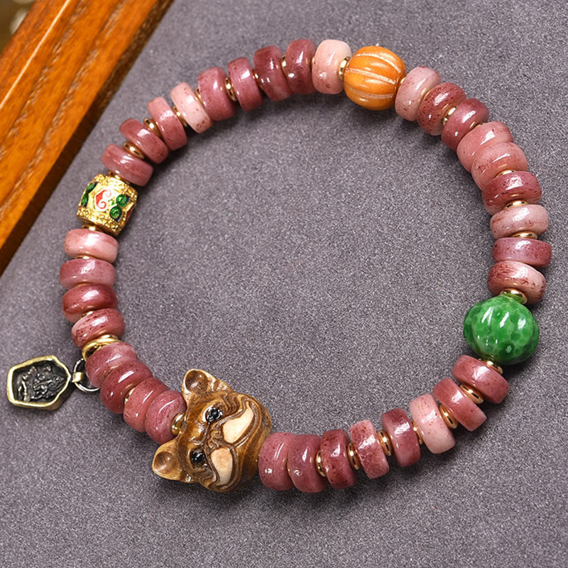 Bracelet porte-bonheur en perles de sang violet en os de chameau tibétain naturel Buddha Stones
