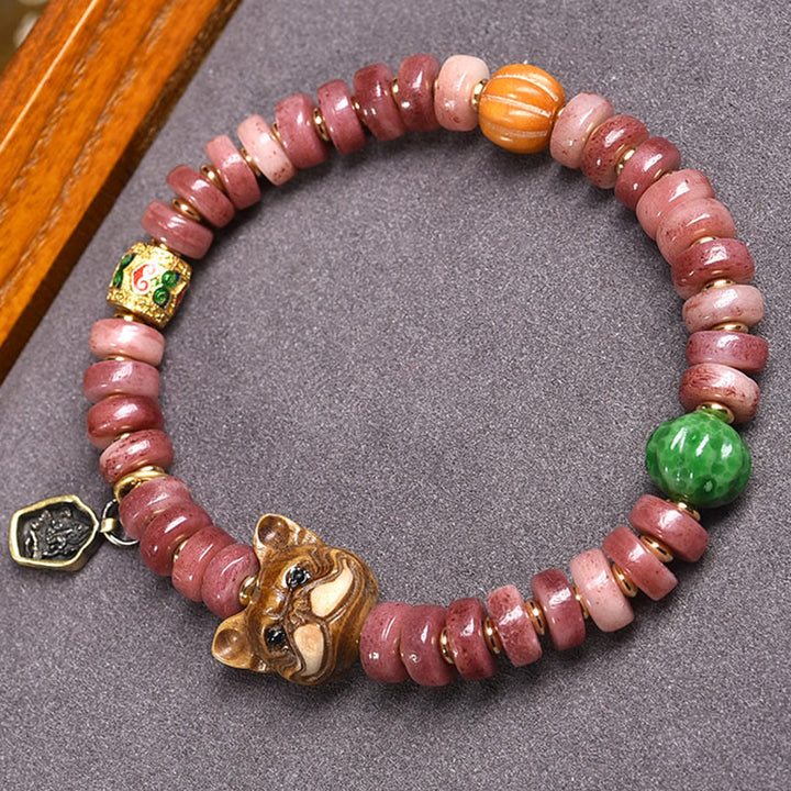 Bracelet porte-bonheur en perles de sang violet en os de chameau tibétain naturel Buddha Stones