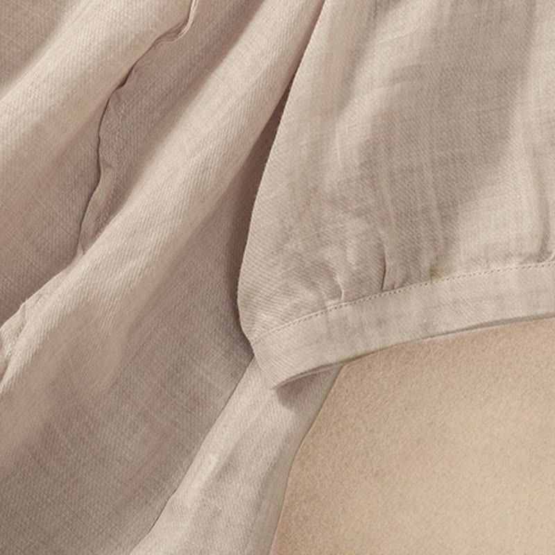 Cardigan décontracté à manches trois-quarts en coton et lin pour femme, col montant, Buddha Stones , à volants, style quotidien - image 12