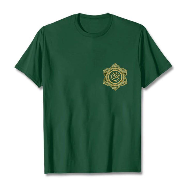 T-shirt à motif Mandala doré OM et Buddha Stones - Forêt Verte - 2XL - image 1