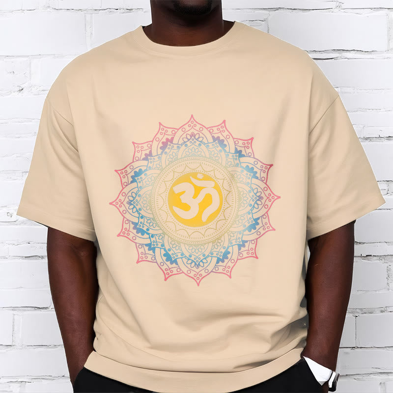 T-shirt à motif mandala OM dégradé de couleurs avec Buddha Stones - image 10