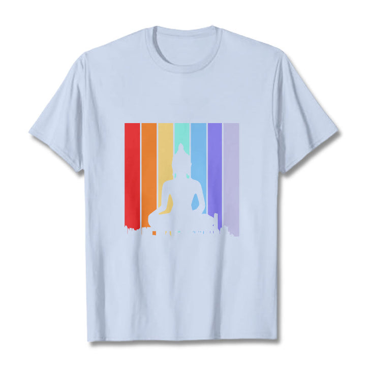 T-shirt Buddha Stones Méditation Bouddha Arc-en-ciel - Cyan clair - 2XL - image 19
