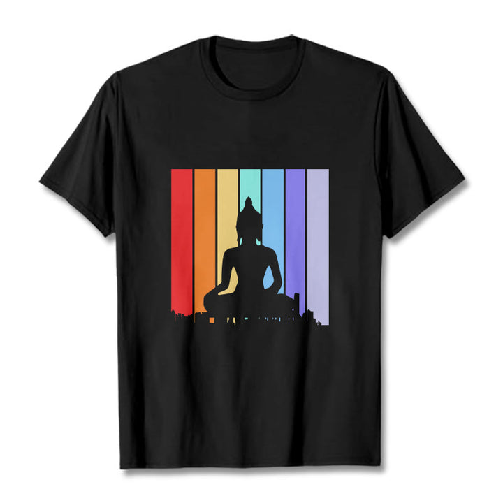 T-shirt Buddha Stones Méditation Bouddha Arc-en-ciel - Noir - 2XL - image 1