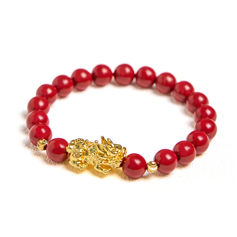 Bracelet de bénédiction calme PiXiu en Buddha Stones et cinabre