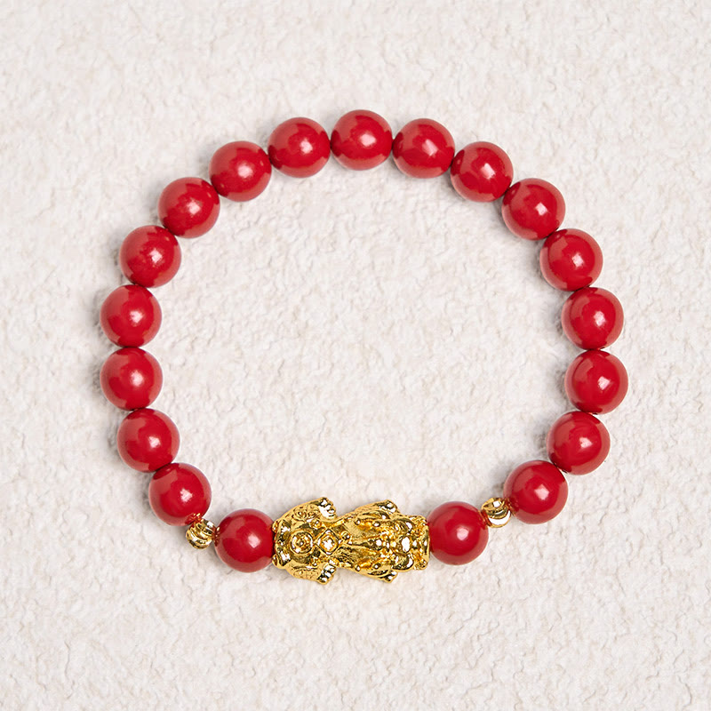 Bracelet de bénédiction calme PiXiu en Buddha Stones et cinabre