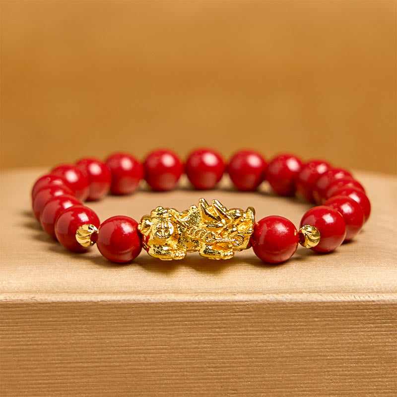 Bracelet de bénédiction calme PiXiu en Buddha Stones et cinabre