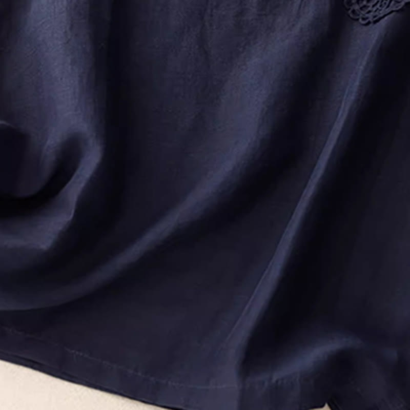 Buddha Stones décontracté en coton et lin pour femme, motif patchwork de broderies de couleur pure, sans manches, col ras du cou - image 9